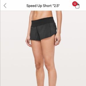 black lululemon speed up shorts size 2